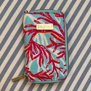Lilly Pulitzer Aqua and Pink Coral Wallet
